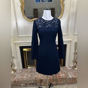 Trina‎ Turk Indigo Navy Blue Lace Yoke Sheath Dress Size 6 NWT Style  TD177522